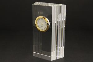 クリアブロッククロック：ガラス製置時計