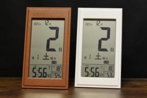 FL-9254　革風デジタル日めくり電波時計